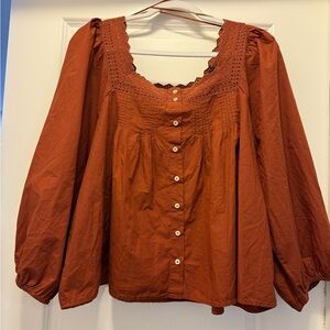 Women's Rust Button-Up Top
